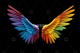 彩色羽翼特写素材