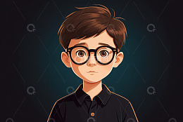 戴眼镜的卡通男孩形象