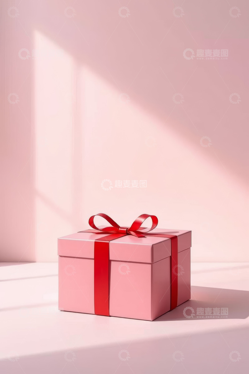 高清大图下载【趣麦麦图】粉色礼物盒带红色蝴蝶结
