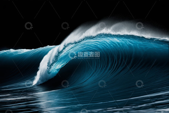 蓝色海洋翻涌的波浪