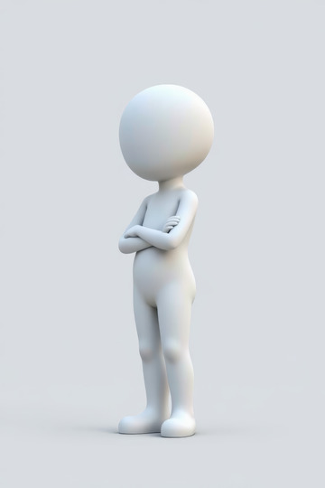 3D卡通角色抱臂站立姿态