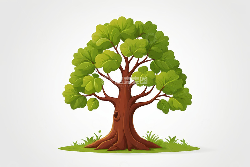 高清大图下载【趣麦麦图】卡通风格绿色树木插画素材