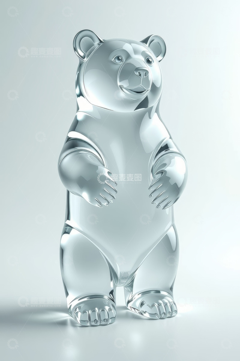 高清大图下载【趣麦麦图】透明材质站立熊形摆件