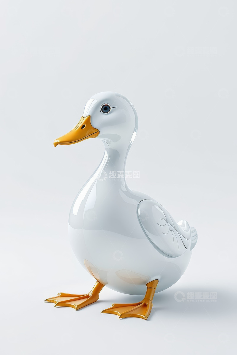 高清大图下载【趣麦麦图】白色卡通鸭子3D模型