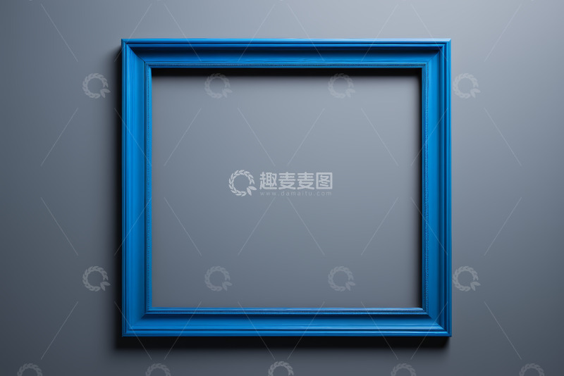高清大图下载【趣麦麦图】蓝色框架挂于灰色背景