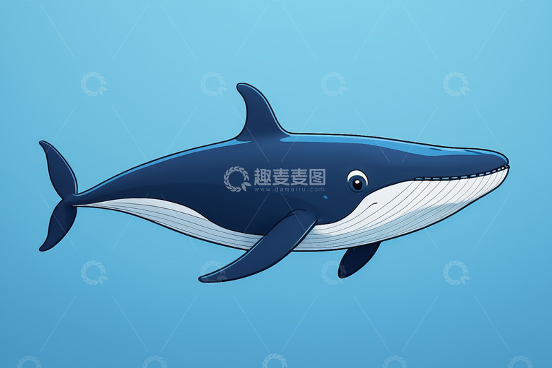 高清大图下载【趣麦麦图】卡通鲸鱼插画