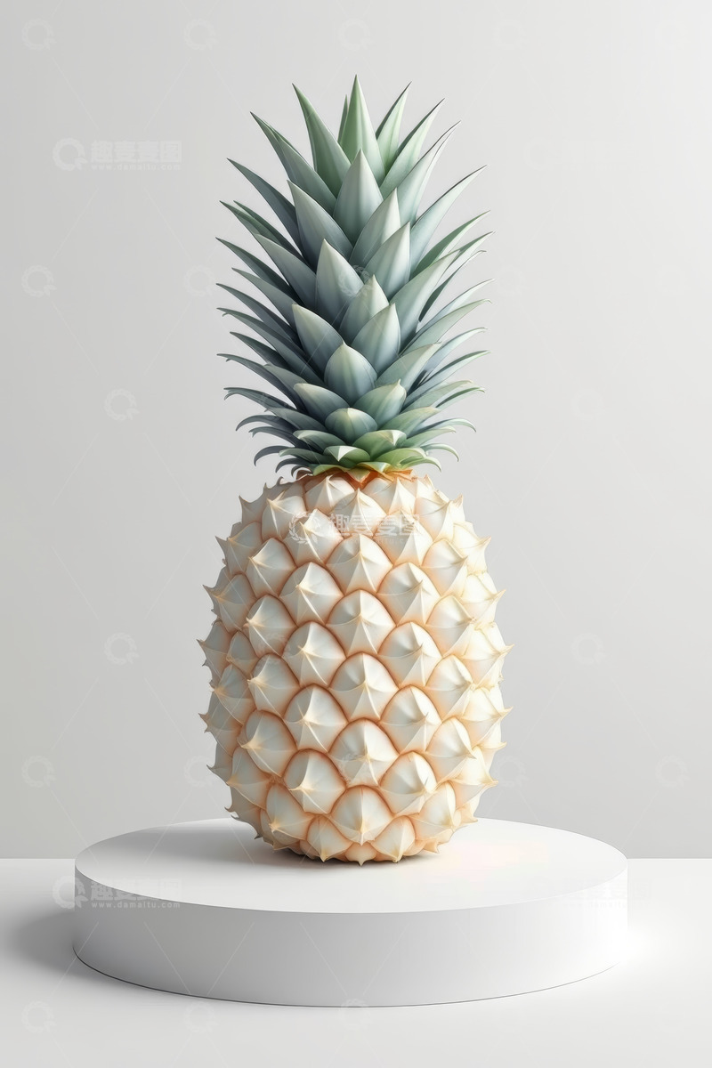 高清大图下载【趣麦麦图】白色底座上的菠萝静物