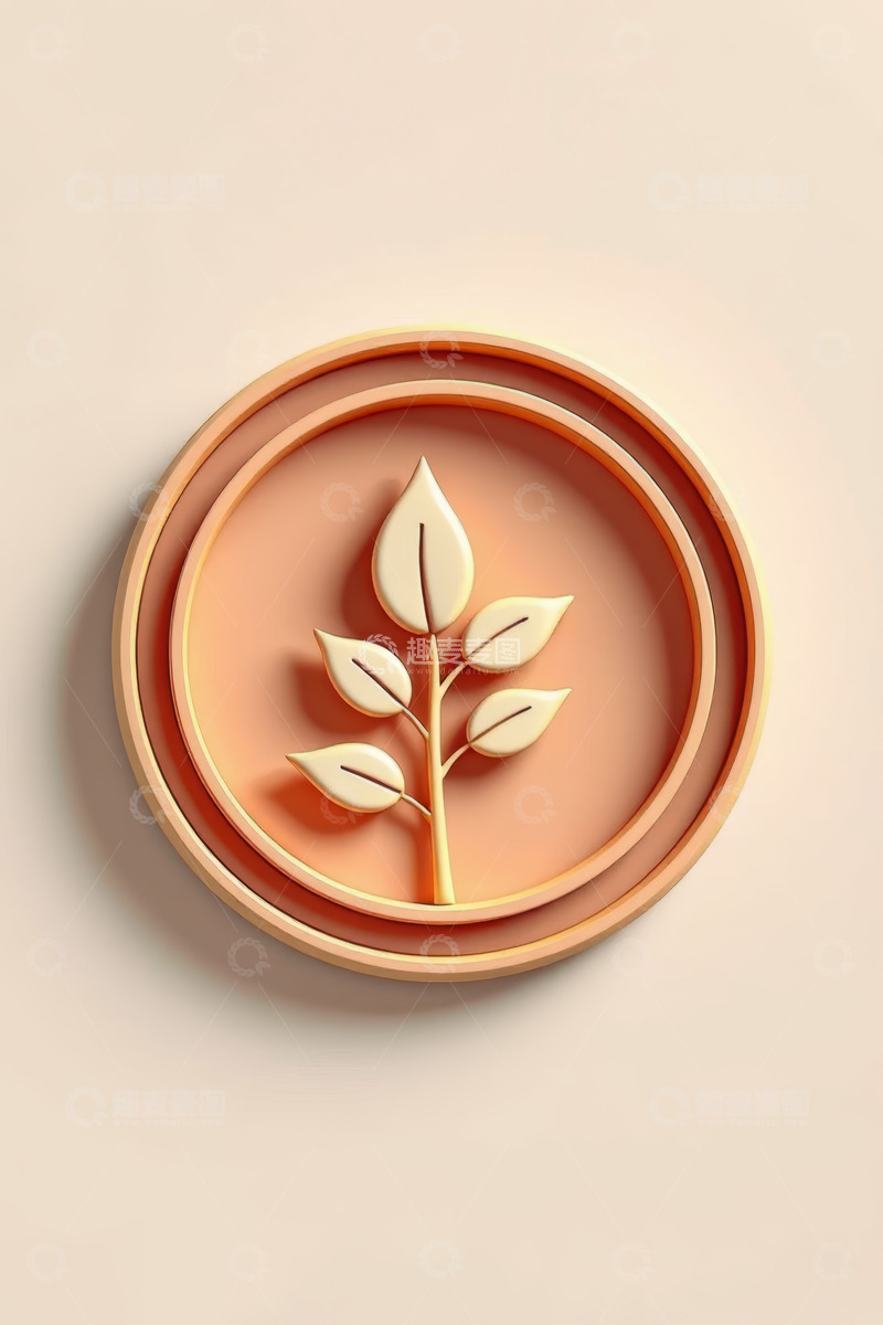 高清大图下载【趣麦麦图】圆形橙色背景上的植物图标