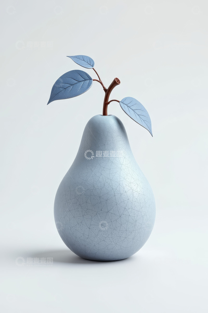 高清大图下载【趣麦麦图】蓝色裂纹梨形摆件特写
