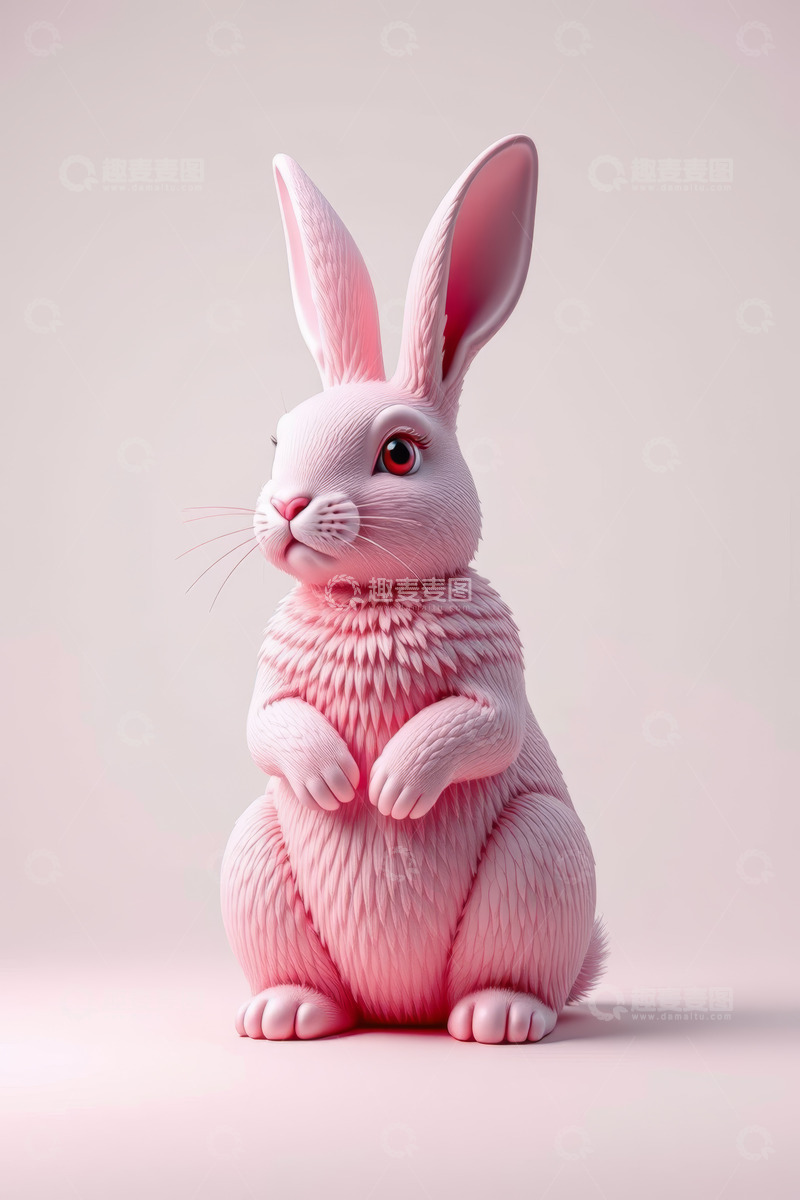 高清大图下载【趣麦麦图】粉色兔子模型特写