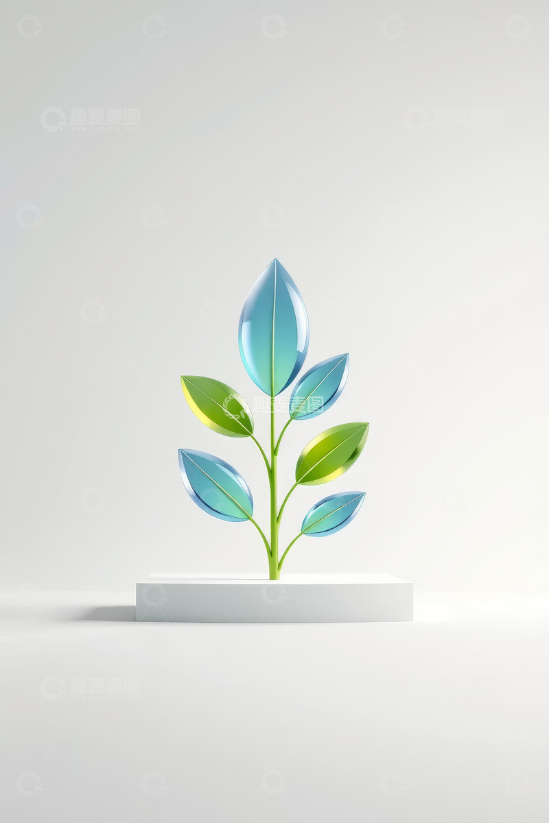 高清大图下载【趣麦麦图】透明质感植物素材