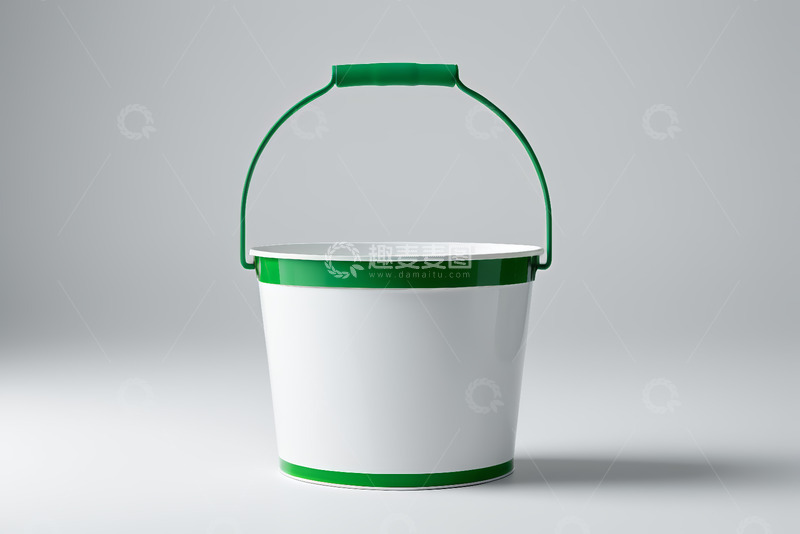 高清大图下载【趣麦麦图】绿白相间提手桶