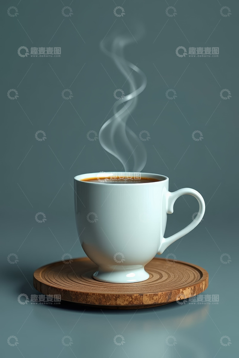 高清大图下载【趣麦麦图】白色马克杯装热咖啡特写