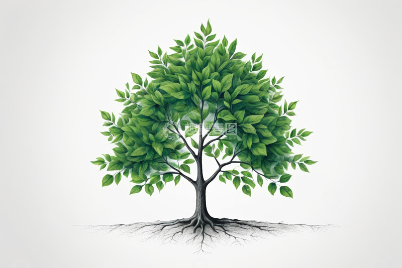 高清大图下载【趣麦麦图】绿色树木插画素材