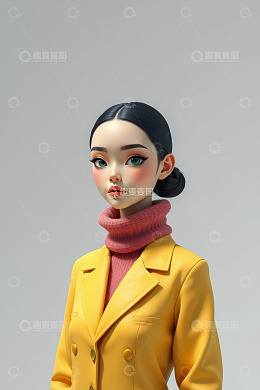 穿着黄色外套的女性肖像