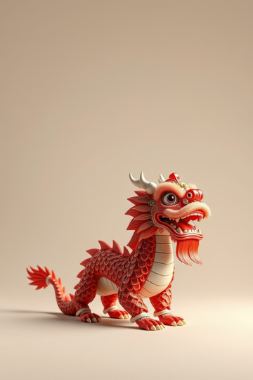 红色艺术龙摆件特写