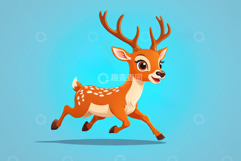 高清大图下载【趣麦麦图】卡通小鹿奔跑素材