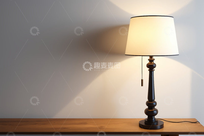 高清大图下载【趣麦麦图】木质桌上的现代台灯