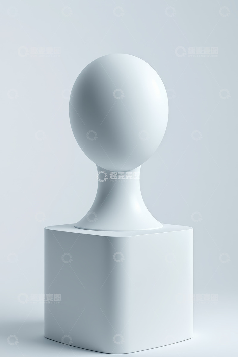 高清大图下载【趣麦麦图】白色简约头像模型展示