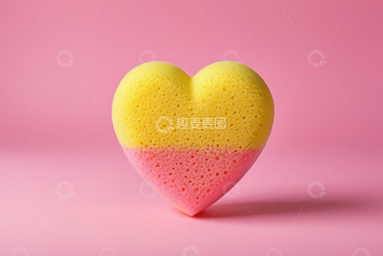 心形双色海绵粉色背景静物