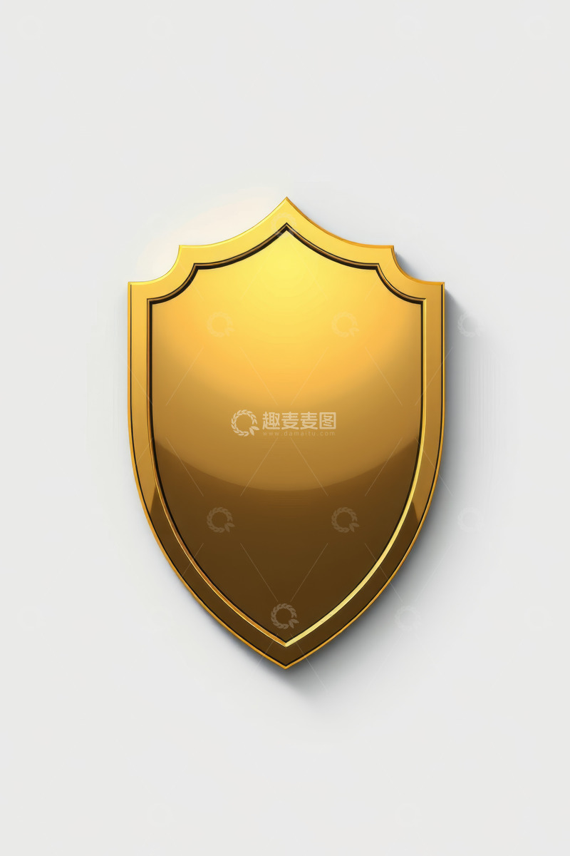高清大图下载【趣麦麦图】金色盾牌图标素材