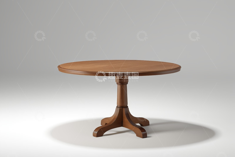高清大图下载【趣麦麦图】现代木质圆形餐桌展示