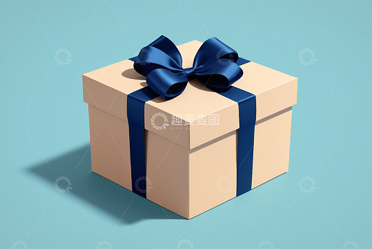 带蓝色蝴蝶结的礼品盒