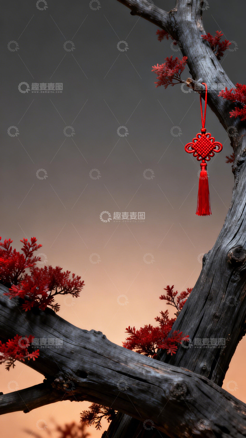 高清大图下载【趣麦麦图】古风中国结树枝摄影