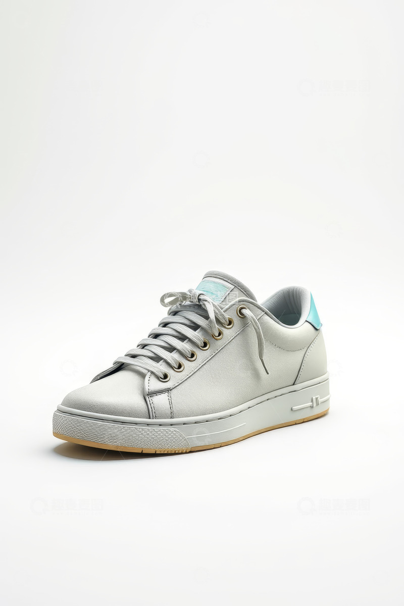 高清大图下载【趣麦麦图】浅灰色系带休闲运动鞋