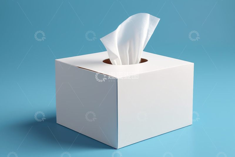 高清大图下载【趣麦麦图】白色纸巾盒与抽出的纸巾