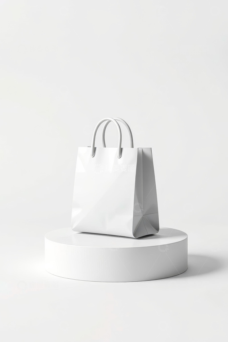高清大图下载【趣麦麦图】白色购物袋展示台静物