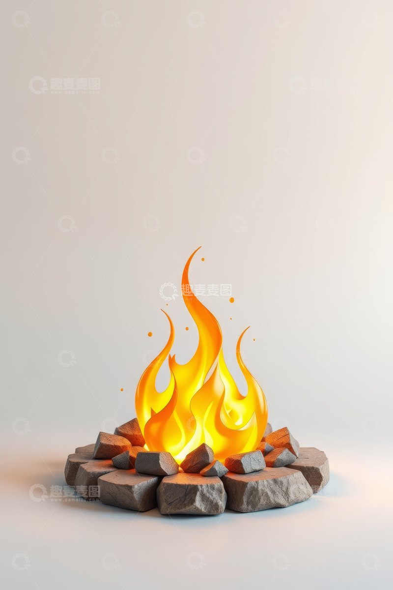 高清大图下载【趣麦麦图】石头围成的燃烧火焰