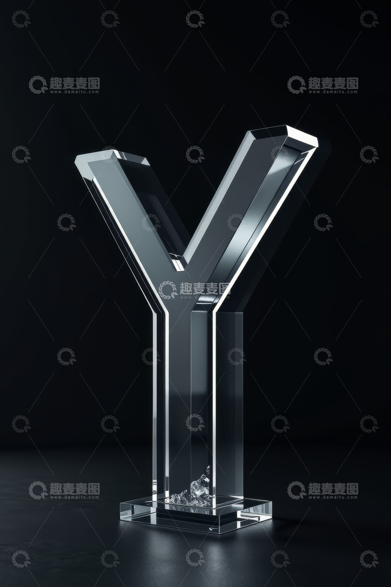 高清大图下载【趣麦麦图】透明立体字母Y展示素材