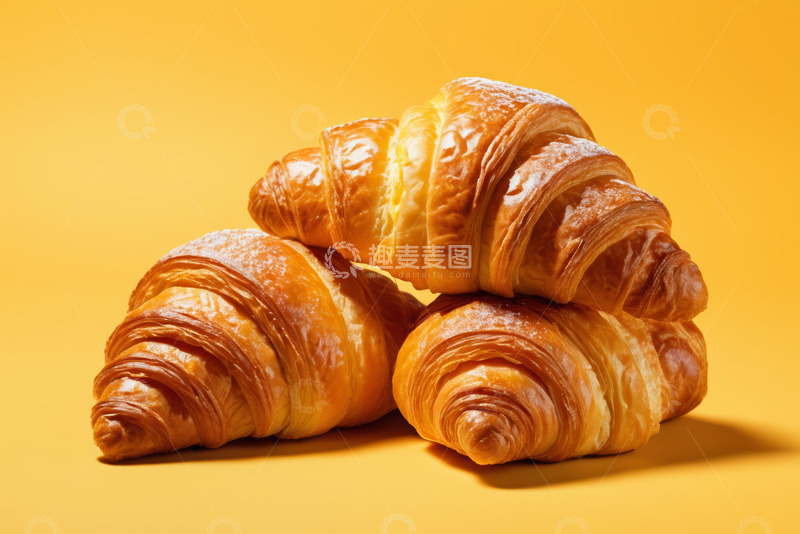 高清大图下载【趣麦麦图】堆叠的美味牛角面包