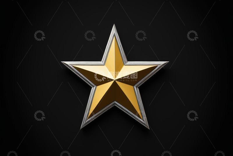 高清大图下载【趣麦麦图】金色五角星立体装饰图案