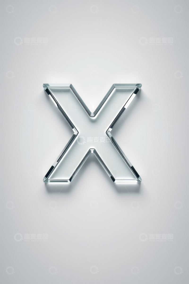 高清大图下载【趣麦麦图】立体透明字母X设计素材