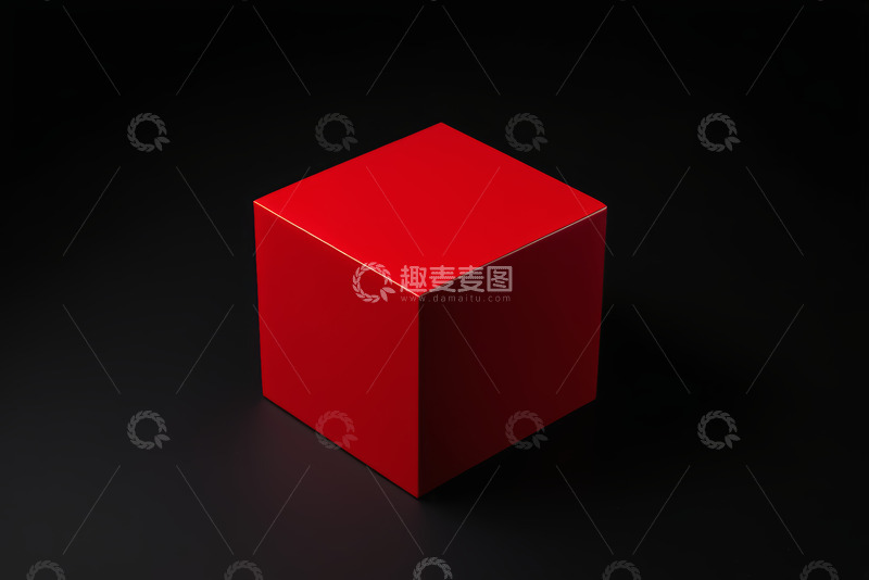 高清大图下载【趣麦麦图】黑色背景上的红色立方体