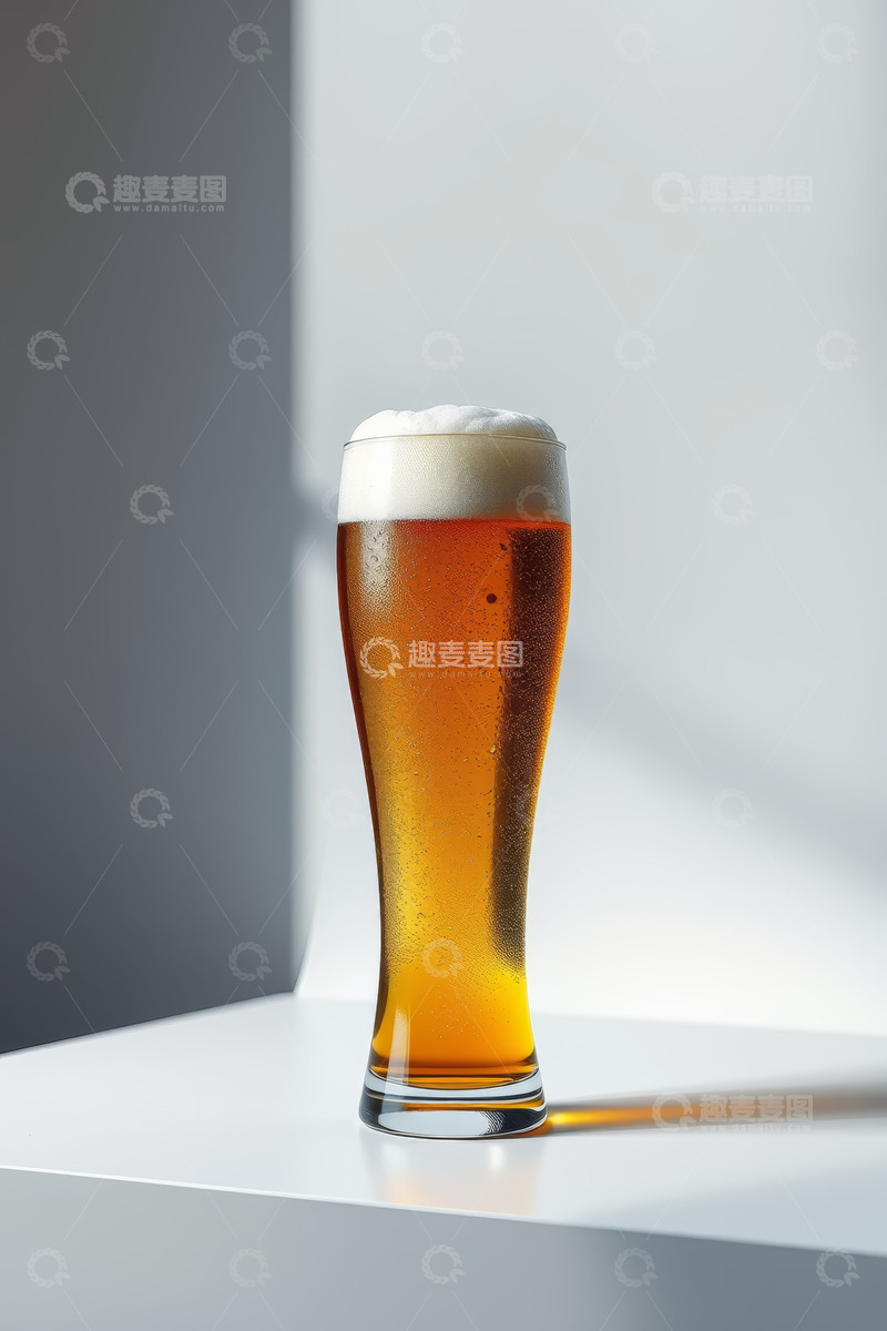 高清大图下载【趣麦麦图】高脚杯中的泡沫啤酒