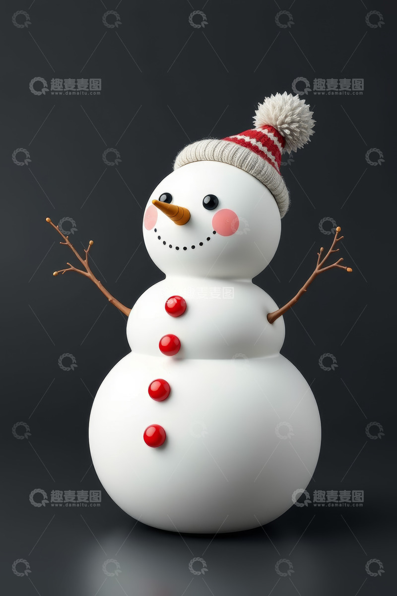 高清大图下载【趣麦麦图】戴帽卡通雪人形象