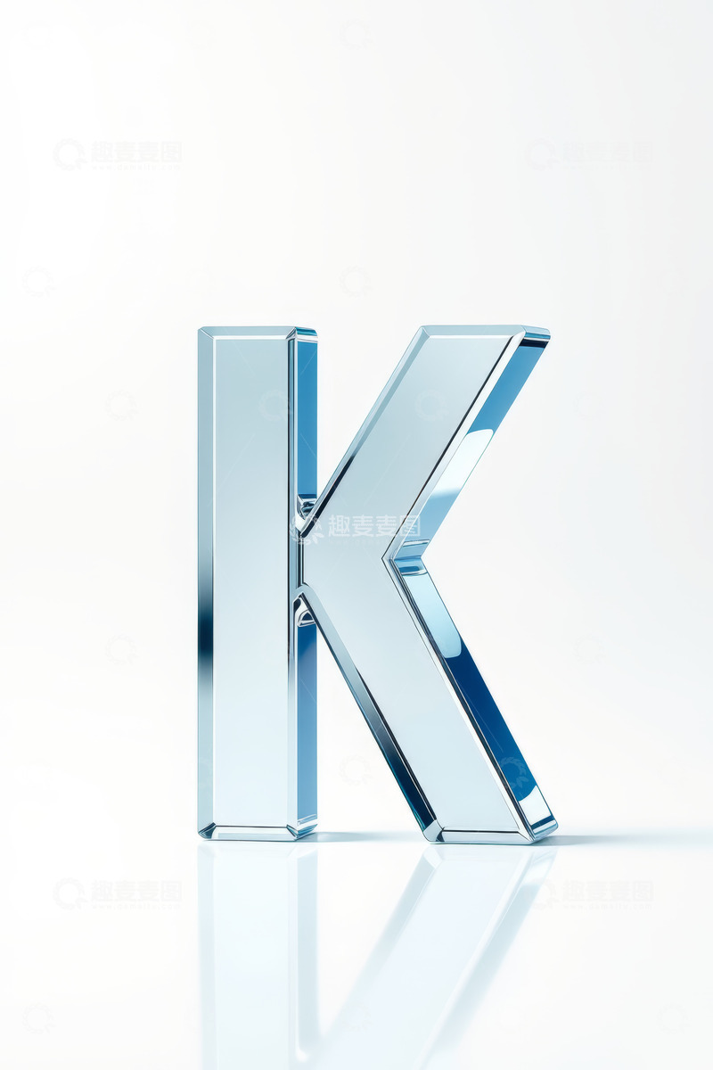 高清大图下载【趣麦麦图】金属质感立体字母K