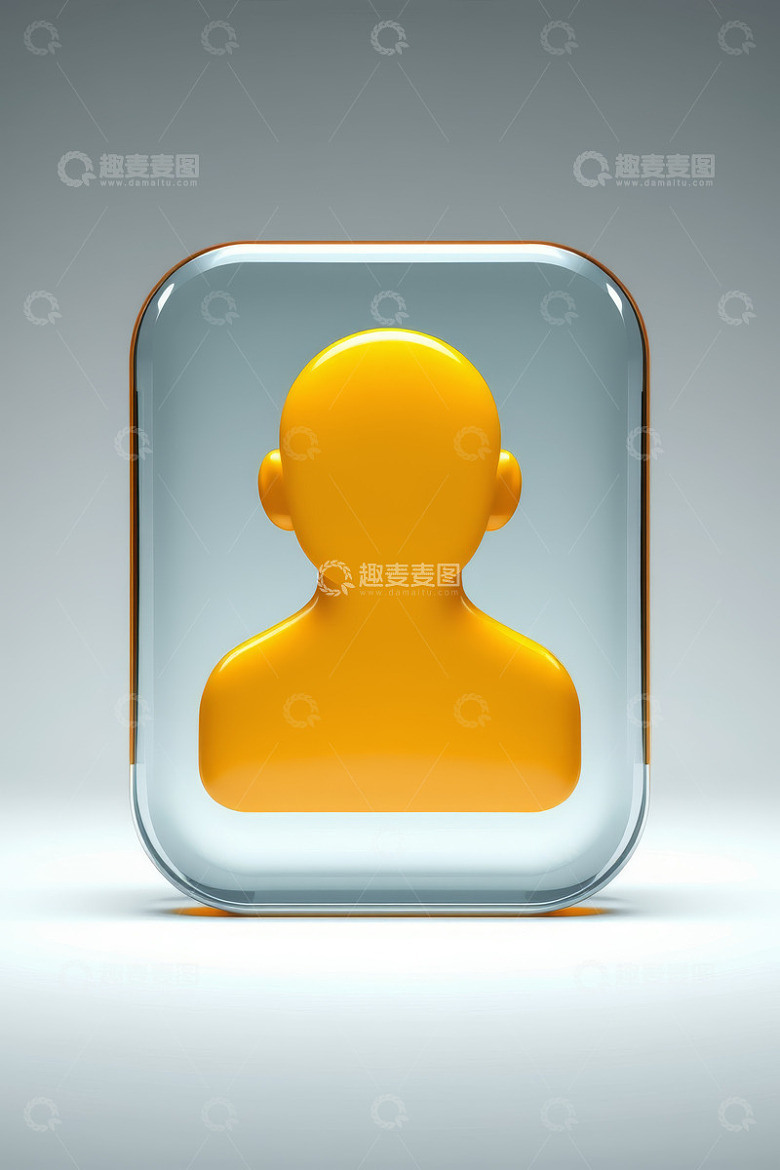 黄色人物图标透明按钮素材