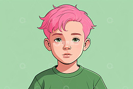 粉色头发小男孩头像