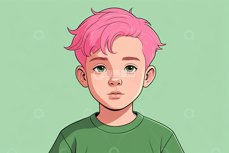 粉色头发小男孩头像