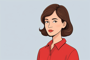红衣女性卡通肖像