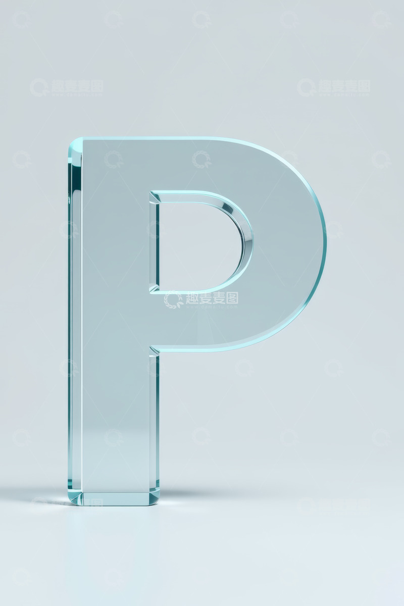 高清大图下载【趣麦麦图】透明玻璃质感字母P素材