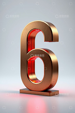 立体金色数字6设计素材