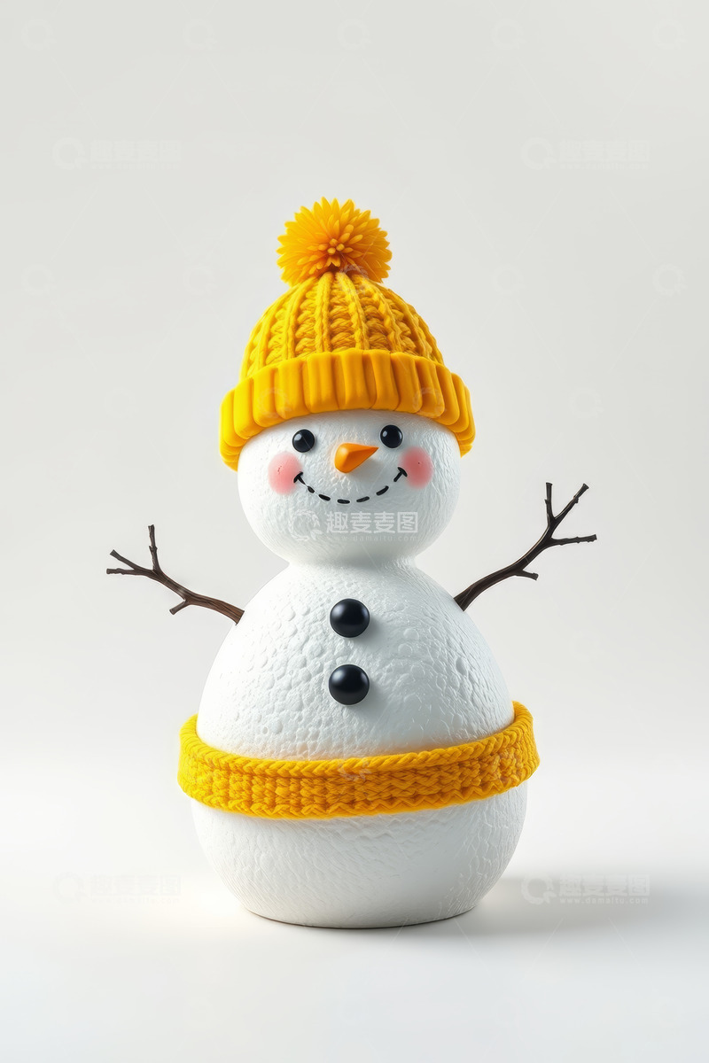 高清大图下载【趣麦麦图】戴帽围巾雪人装饰摆件