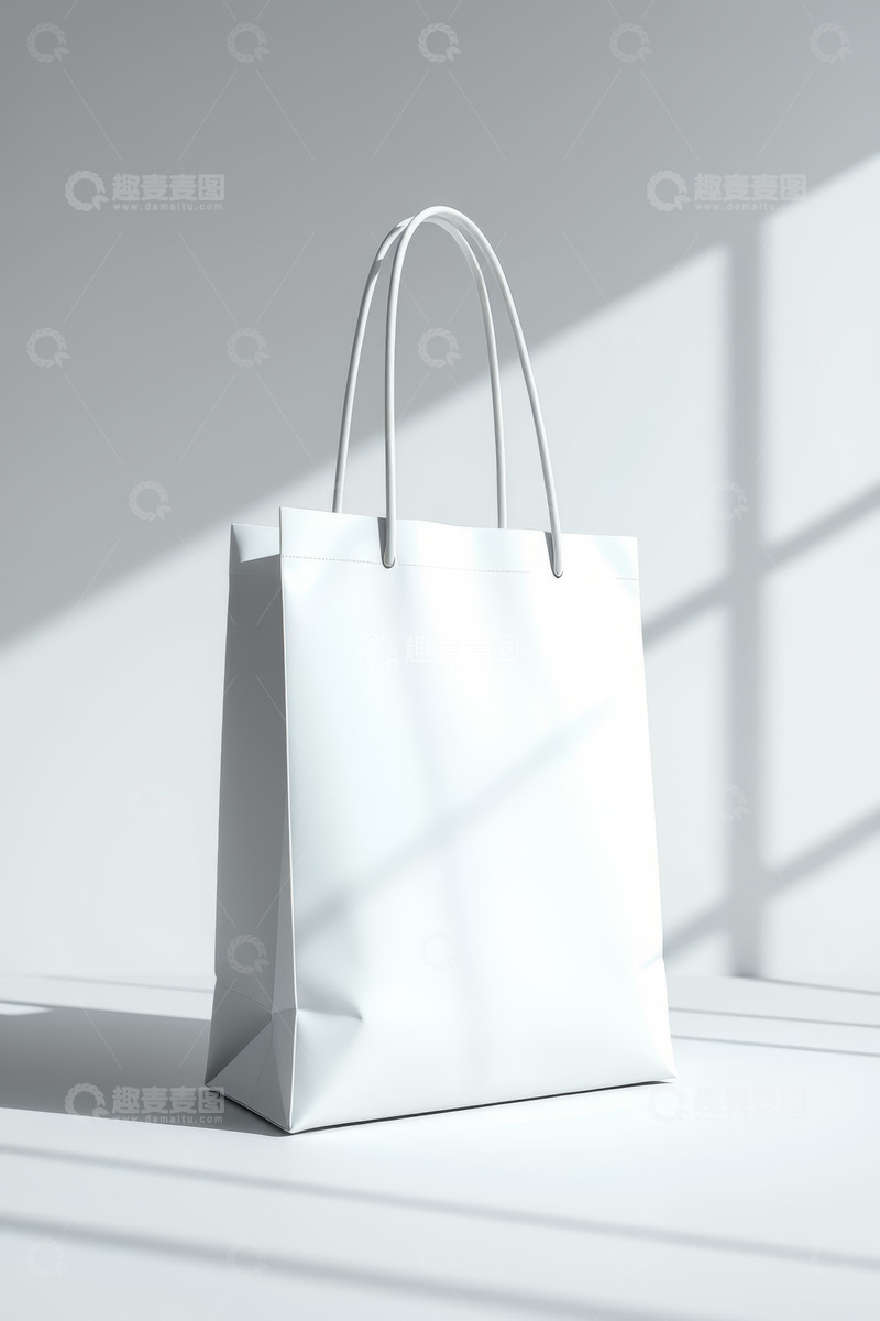 高清大图下载【趣麦麦图】白色购物袋光影效果展示