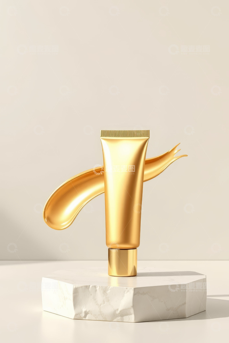 高清大图下载【趣麦麦图】金色化妆品软管产品展示