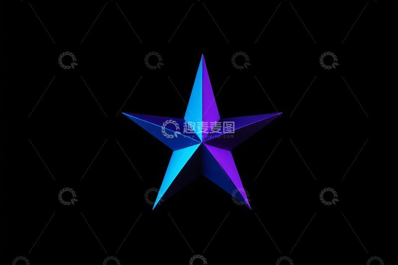 高清大图下载【趣麦麦图】黑色背景上的彩色立体星星